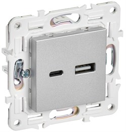 IEK SKANDY Серебряный Розетка USB A+C 18Вт SK-R13S SK-U22-018-K23 - фото 74268