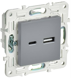 IEK SKANDY Серый Розетка USB A+C 3,1А SK-R14Gr SK-U22-D31-K03 - фото 74273