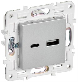 IEK SKANDY Серебряный Розетка USB A+A 3,1А SK-R15S SK-U21-D31-K23 - фото 74281