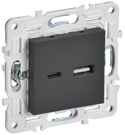 IEK SKANDY Графит Розетка USB A+C 18Вт SK-R13G SK-U22-018-K53 - фото 74286
