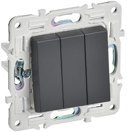 IEK SKANDY Титан Выключатель 3-клавишный 10А SK-V11T SK-V30-0-10-K48 - фото 74321