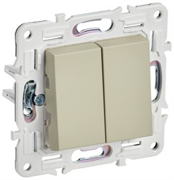 IEK SKANDY Бежевый Выключатель 2-клавишный проходной 10А SK-V05B SK-V22-0-10-K10 - фото 74327