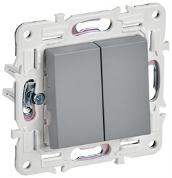 IEK SKANDY Серый Выключатель 2-клавишный проходной 10А SK-V05Gr SK-V22-0-10-K03 - фото 74335