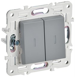 IEK SKANDY Серый Выключатель 2-клавишный проходной с индикацией 10А SK-V10Gr SK-V22-1-10-K03 - фото 74348