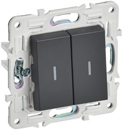 IEK SKANDY Титан Выключатель 2-клавишный проходной с индикацией 10А SK-V10T SK-V22-1-10-K48 - фото 74356