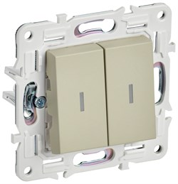 IEK SKANDY Бежевый Выключатель 2-клавишный с индикацией 10А SK-V09B SK-V20-1-10-K10 - фото 74358