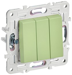 IEK SKANDY Мятный Выключатель 3-клавишный 10А SK-V11G SK-V30-0-10-K06 - фото 74376