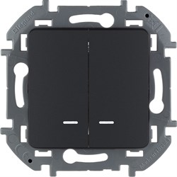 Legrand Inspiria антрацит выключатель двухклавишный с подсветкой/индикацией 10 AX - 250 В 673633 - фото 74661