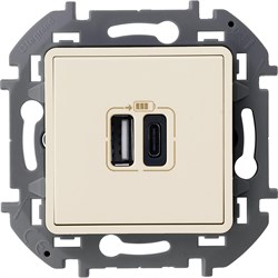 Legrand Inspiria слоновая кость зарядное устройство с двумя USB-разьемами A-C 240В/5В 3000мА 673761 - фото 74704