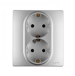 Legrand INSPIRIA Розетка 2X2К+З ШТ Алюм. 673757 - фото 74779
