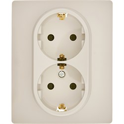 Legrand/Daccord Inspiria Розетка двойная с заземлением со шторками в сборе 16А 250В винтовые зажимы - слоновая кость 673451 - фото 74829
