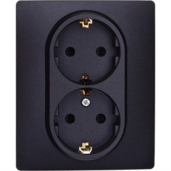Legrand/Daccord Inspiria Розетка двойная с заземлением со шторками в сборе 16А 250В винтовые зажимы - антрацит 673453 - фото 74831