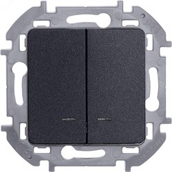 Выключатель 2-кл. Inspiria 10А IP20 250В 10AX с подсветкой/индикацией механизм антрацит Leg 673633 pe554674 - фото 74850