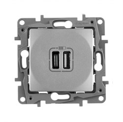 Legrand Etika, алюминий, зарядное устройство с USB разъемами A-C 672436 - фото 74881