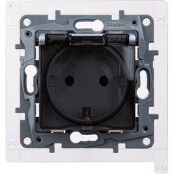 Legrand Etika Алюминий Розетка 2К+З IP44 672426 - фото 74958