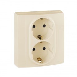 Legrand Etika слоновая кость розетка 2-ая с заземлением, со шторками, автоматические клеммы 672333 - фото 74966