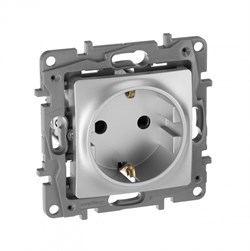 Legrand Etika алюминий розетка с заземлением, со шторками, винтовые клеммы, 16А, 250 В 672422 - фото 75045