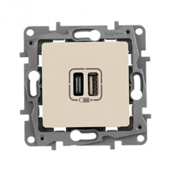 Legrand ETIKA слоновая кость зарядка USB А-C 672336 - фото 75073