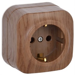 IEK GLORY РС20-3-ХД Розет. 1-ая с з/к о/у 16А GLORY дуб ERH11-K24-16 - фото 75146