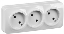 IEK GLORY РС23-2-ХБ Розет. 3-ая без з/к о/у 10А GLORY белый ERH30-K01-10 - фото 75150