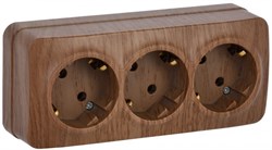 IEK GLORY РС23-3-ХД Розет. 3-ая с з/к о/у 16А GLORY дуб ERH31-K24-16 - фото 75154