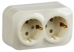IEK GLORY РСш22-3-ХК Розет. 2-ая с з/к и з/ш о/у 16А GLORY крем. ERH24-K33-16 - фото 75161