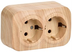 IEK GLORY РС22-3-ХС Розет. 2-ая с з/к о/у 16А GLORY сосна ERH21-K34-16 - фото 75172