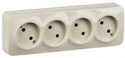 IEK GLORY РС24-2-ХК Розет. 4-ая без з/к о/у 10А GLORY кремовый ERH40-K33-10 - фото 75175
