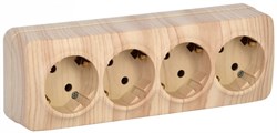 IEK GLORY РС24-3-ХС Розет. 4-ая с з/к о/у 16А GLORY сосна ERH41-K34-16 - фото 75179