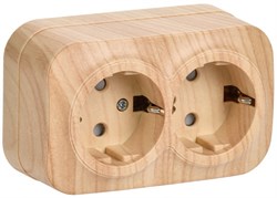 IEK GLORY РСш22-3-ХС Розет. 2-ая с з/к и з/ш о/у 16А GLORY сосна ERH24-K34-16 - фото 75182