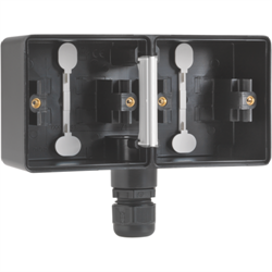 Niko Hydro Черный Рамка на 2 поста, гориз, 1 вход M20, с каб/вводом 761-84851 - фото 75354