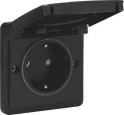 Niko Hydro Черный Розетка со шт, IP55, пруж клеммы 761-36805 - фото 75496