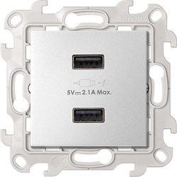 Simon 24 Алюминий Зарядное устройство 2хUSB 5В 2.4A 230В~ 2411096-033 - фото 75922