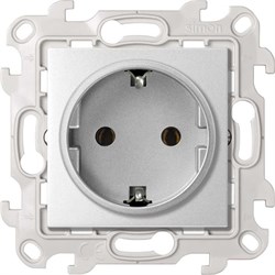 Simon 24 Алюминий Розетка с заземлением Schuko 2Р+Е 16A 250В~ с системой Push&Go 2420434-033 - фото 75929