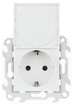 Simon 24 Белая Розетка 2К+3 Sсhuko IP44 c крышкой и защитными шторками 2450448-030 - фото 75944