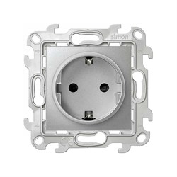 Simon 24 Алюминий Розетка с заземлением Schuko 2Р+Е 16A 250В~ 2450434-033 - фото 75953