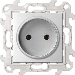 Simon 24 Алюминий Розетка без заземления 2Р 16A 250В~ 2450442-033 - фото 75959