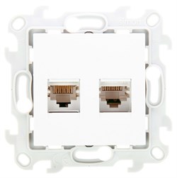 Simon 24 Белая Розетка 2хRJ45 кат. 5е UTP 2450593-030 - фото 75960