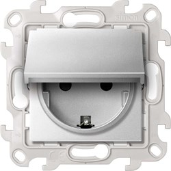 Simon 24 Алюминий Розетка IP44 с крышкой, заземлением и шторками Schuko 2Р+Е 16A 250В~ 2450448-033 - фото 75961