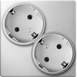 Simon 24 Алюминий Розетка двойная с заземлением Schuko 2х2Р+Е 16A 250В~ 2450459-033 - фото 75965