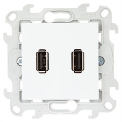 Simon 24 Белый Коннектор 2хUSB 2.0 тип A 2411090-030 - фото 75982