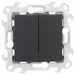 Simon 24 Графит Двухклавишный выключатель с подсветкой 2450392-038 - фото 75998