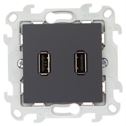 Simon 24 Графит Коннектор 2хUSB 2.0 тип A 2411090-038 - фото 76003