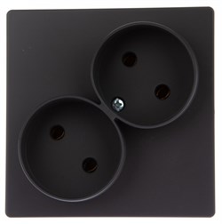 Simon 24 Графит Розетка двойная 2К без защитных шторок 2450457-038 - фото 76032