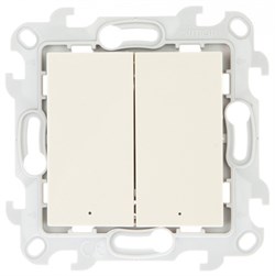 Simon 24 Слоновая кость Двухклавишный выключатель с подсветкой 2450392-031 - фото 76040