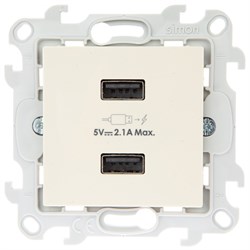 Simon 24 Слоновая кость Зарядное устройство 2хUSB 2,4A 2411096-031 - фото 76045