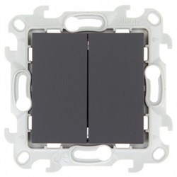 Simon 24 Графит Двухклавишный кнопочный выключатель 10A 250В 2410151-038 - фото 76046