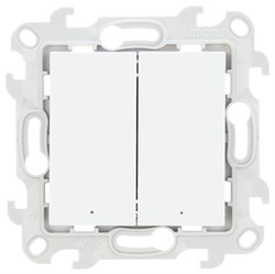 Simon 24 Белый Двухклавишный выключатель с подсветкой 2450392-030 - фото 76082