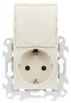 Simon 24 Слоновая кость Розетка 2К+3 Sсhuko IP44 c крышкой и защитными шторками 2450448-031 - фото 76094