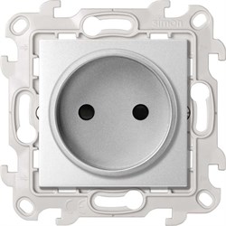 Simon 24 Алюминий Розетка без заземления со шторками 2Р 16A 250В~ 2450441-033 - фото 76115